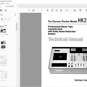 Harman kardon HK 2000 Professional Stereo Tape Cassette Deck With Dolby Noise Reduction System Technical Manual - PDF