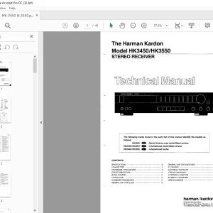 Harman kardon HK 3450 HK 3550 STEREO RECEIVER Technical Manual  - PDF