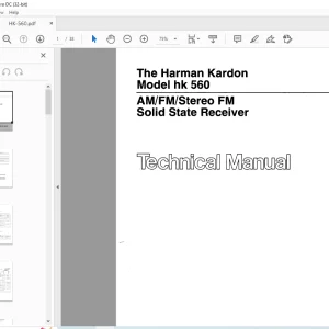 Harman kardon HK 560 AM/FM/Stereo FM Solid State Receiver Technical Manual - PDF