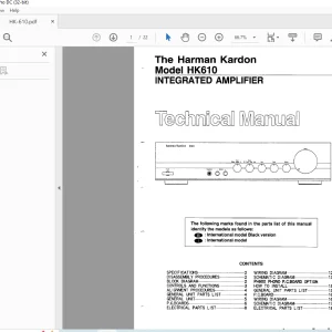 Harman kardon HK 610 INTEGRATED AMPLIFIER Technical Manual - PDF