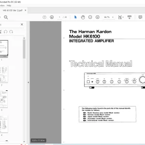 Harman kardon HK 6100 INTEGRATED AMPLIFIER TECHNICAL MANUAL - PDF