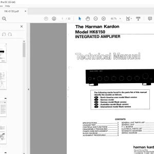 Harman kardon HK 6150 INTEGRATED AMPLIFIER TECHNICAL MANUAL  - PDF