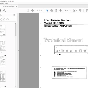 Harman kardon HK 6200 INTEGRATED AMPLIFIER TECHNICAL MANUAL - PDF