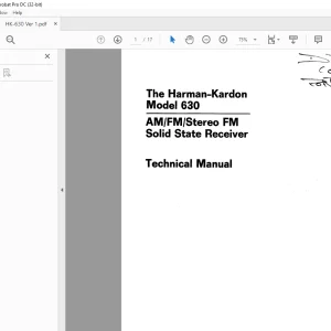 Harman kardon HK 630 AM/FM/STEREO FM Solid State Receiver Technical Manual - PDF