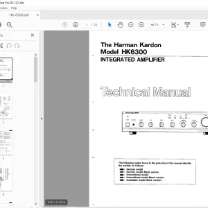 Harman kardon HK 6300 INTEGRATED AMPLIFIER TECHNICAL MANUAL  - PDF DOWNLOAD