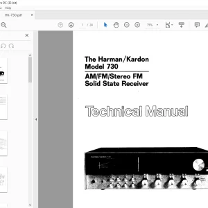 Harman kardon HK 730 AM/FM/Stereo FM Solid State Receiver Technical Manual  - PDF