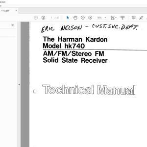 Harman kardon HK 740 AM/FM/Stereo FM Solid State Receiver Technical Manual  - PDF