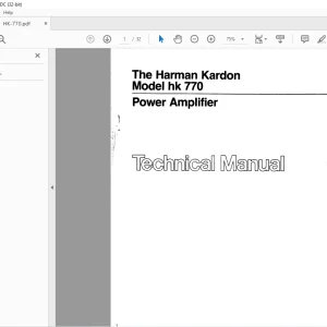 Harman kardon HK 770 Power Amplifier Technical Manual - PDF DOWNLOAD