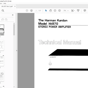 Harman kardon HK 870 Stereo Power Amplifier Technical Manual - PDF