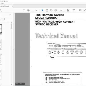 Harman kardon HK 880VXI HIGH VOLTAGE/HIGH CURRENT STEREO RECEIVER Technical Manual  - PDF