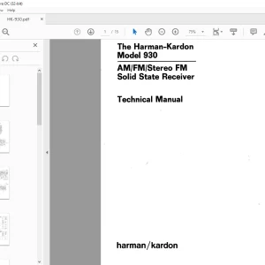 Harman kardon HK 930 AM/FM/Stereo FM Solid State Receiver Technical Manual - PDF
