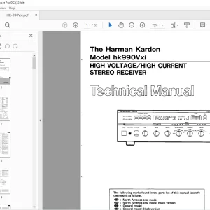 Harman kardon HK 990VXI HIGH VOLATAGE/HIGH CURRENT STEREO RECEIVER Technical Manual - PDF