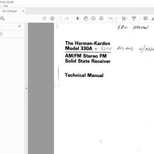 Harman kardon HK330A AM/FM Stereo FM Solid State Receiver Technical Manual - PDF