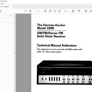 Harman kardon HK330B AM/FM Stereo FM Solid State Receiver Technical Manual - PDF