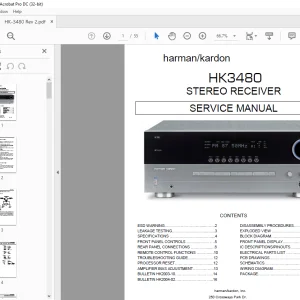 Harman kardon HK3480 STEREO RECEIVER SERVICE MANUAL  - PDF DOWNLOAD
