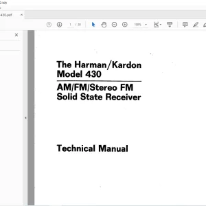 Harman kardon HK430 AM/FM/STEREO FM Solid State Receiver Technical Manual - PDF