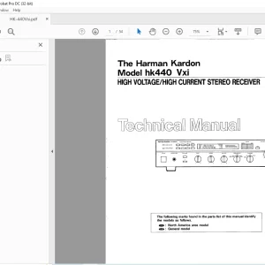 Harman kardon HK440 VXI HIGH VOLTAGE/HIGH CURRENT STEREO RECEIVER Technical Manual - PDF
