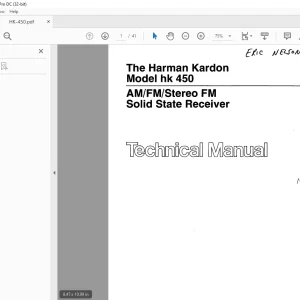 Harman kardon HK450 AM/FM/STEREO FM SOLID STATE RECEIVER Technical Manual - PDF