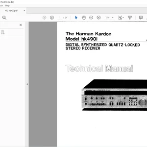 Harman kardon HK490I DIGITAL SYNTHESIZED QUARTZ-LOCKED STEREO RECEIVER Technical Manual - PDF
