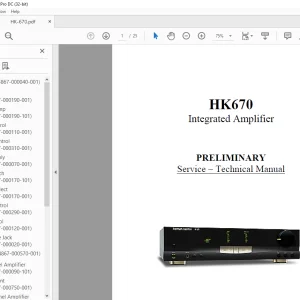 Harman kardon HK670 Integrated Amplifier PRELIMINARY Service Technical Manual  - PDF