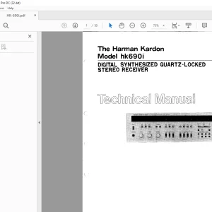 Harman kardon HK690I DIGITAL SYNTHESIZED QUARTZ-LOCKEDSTEREO RECEIVER Technical Manual  - PDF