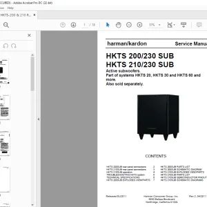 Harman kardon HKTS 200/230 SUB HKTS 210/230 SUB Active subwoofers Service Manual  - PDF
