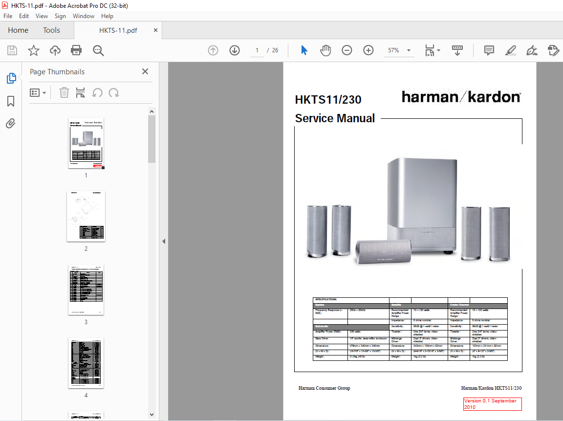 Harman kardon HKTS11/230 Service Manual  – PDF DOWNLOAD