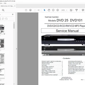 Harman kardon Models DVD 25 DVD101 DVD/CD/CD-R/CD-RW/VCD MP3 Player Service Manual - PDF