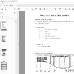Iseki TH4260 TH4290 TH4330 Tractor Parts Manual (1740-097-110-00) PDF
