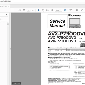 Pioneer 7 Inch Wide AV System Display/DVD Player AVXP7300DVD UC AVXP7300DVD EW AVXP7300DVD ES/RD,ES/RC Service Manual - PDF