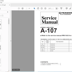 Pioneer A-107 STEREO AMPLIFIER Service Manual - PDF DOWNLOAD