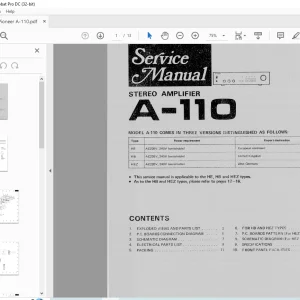 Pioneer A-110 STEREO AMPLIFIER Service Manual - PDF DOWNLOAD