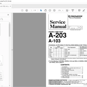 Pioneer A-203 A-103 STEREO AMPLIFIER Service Manual - PDF