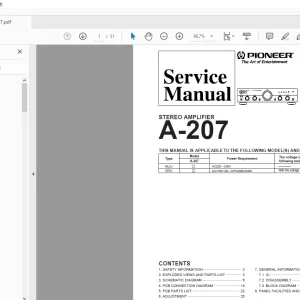 Pioneer A-207 STEREO AMPLIFIER Service Manual - PDF DOWNLOAD