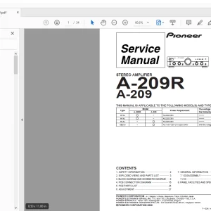 Pioneer A-209R A-209 STEREO AMPLIFIER Service Manual - PDF DOWNLOAD