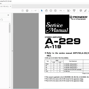 Pioneer A-229 A-119 STEREO AMPLIFIER Service Manual - PDF DOWNLOAD