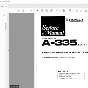 Pioneer A-335 STEREO AMPLIFIER Service Manual - PDF DOWNLOAD