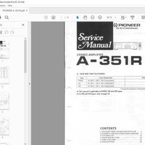 Pioneer A-351R STEREO AMPLIFIER Service Manual - PDF DOWNLOAD