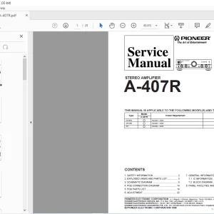 Pioneer A-407R STEREO AMPLIFIER Service Manual - PDF DOWNLAOD