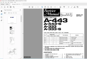 Pioneer A-443A-443-S A-333 A-333-S STEREO AMPLIFIER Service Manual - PDF DOWNLOAD