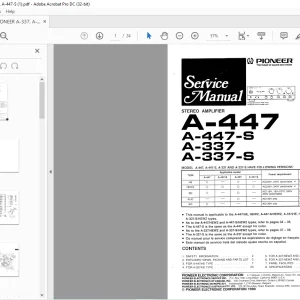 Pioneer A-447 A-447-S A-337 A-337-S STEREO AMPLIFIER Service Manual - PDF DOWNLOAD