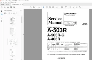 Pioneer A-503R A-503RG A-403R STEREO AMPLIFIER Service Manual - PDF DOWNLOAD
