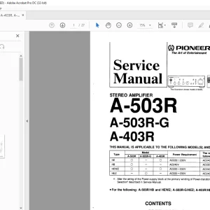 Pioneer A-503R A-503RG A-403R STEREO AMPLIFIER Service Manual - PDF DOWNLOAD