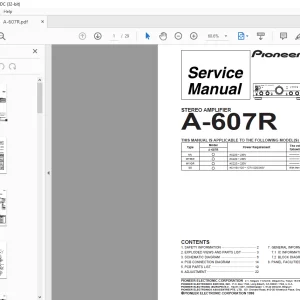 Pioneer A-607R STEREO AMPLIFIER Service Manual - PDF DOWNLOAD