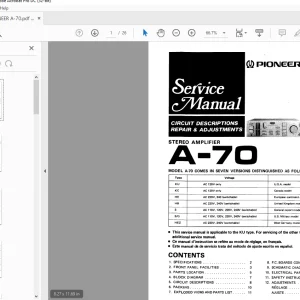Pioneer A-70 STEREO AMPLIFIER Service Manual - PDF DOWNLOAD