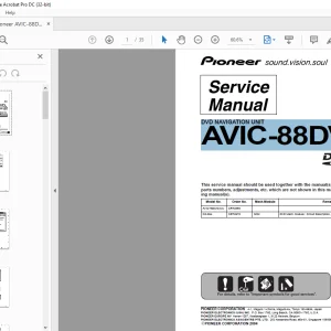 Pioneer AVIC-88DVD/UC DVD NAVIGATION UNIT Service Manual -PDF DOWNLOAD