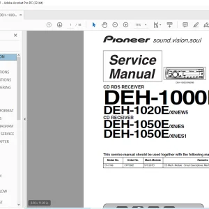 Pioneer CD RDS RECEIVER DEH-1000E/XN/EW5 DEH-1020E/XN/EW5 DEH-1050E/XN/ES CD RECEIVER DEH-1050E/XN/ES1 Service Manual - PDF