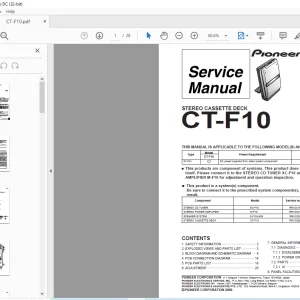 Pioneer CT-F10 Stereo Cassette Deck Service Manual - PDF DOWNLOAD