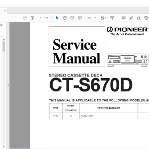 Pioneer CT-S670D STEREO CASSETTE DECK Service Manual - PDF DOWNLOAD
