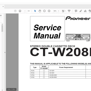 Pioneer CT-W208R STEREO DOUBLE CASSETTE DECK Service Manual - PDF DOWNLOAD